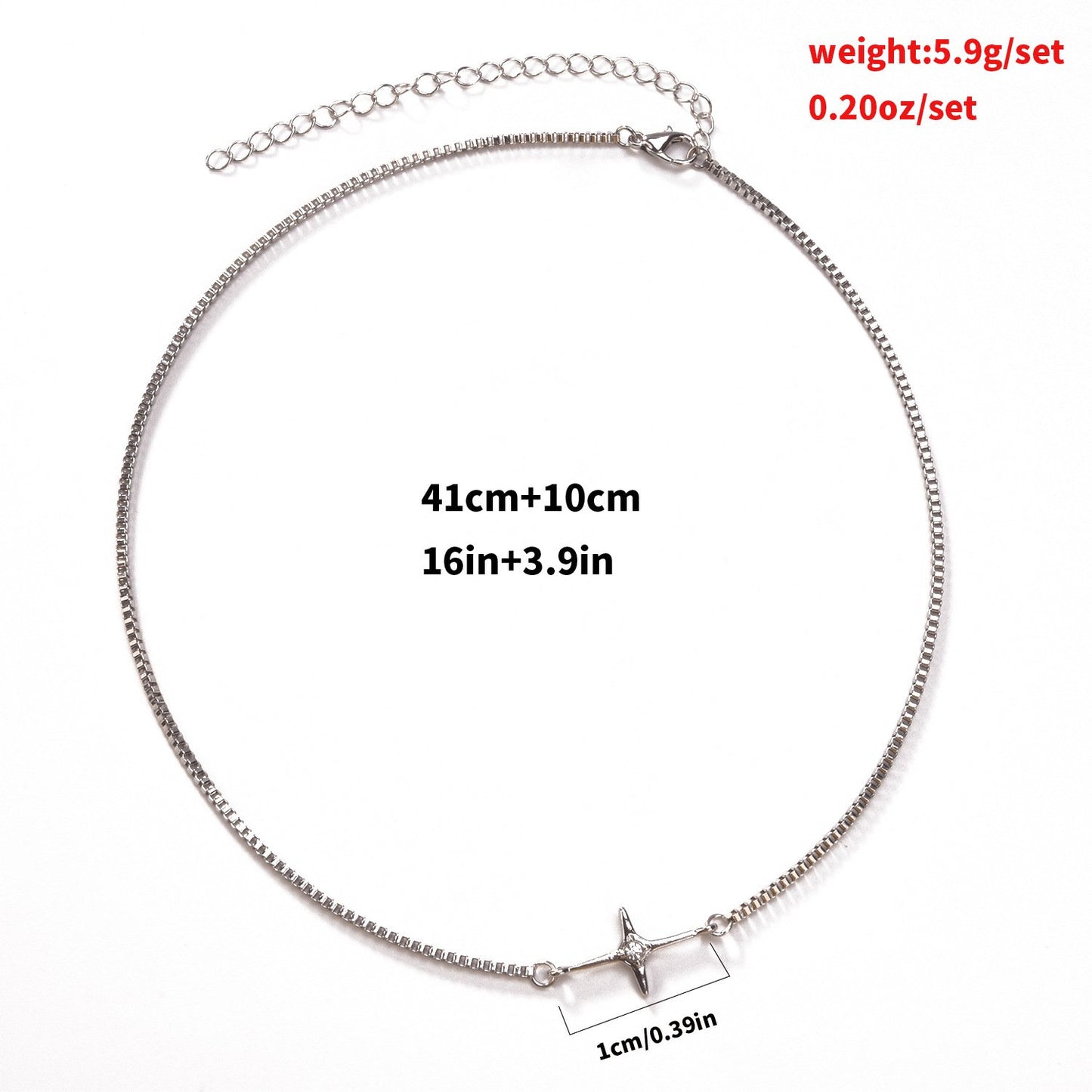 Jewelry Fashion Simple Box Chain Necklace Female Punk Trendy Diamond Cross Star Pendant