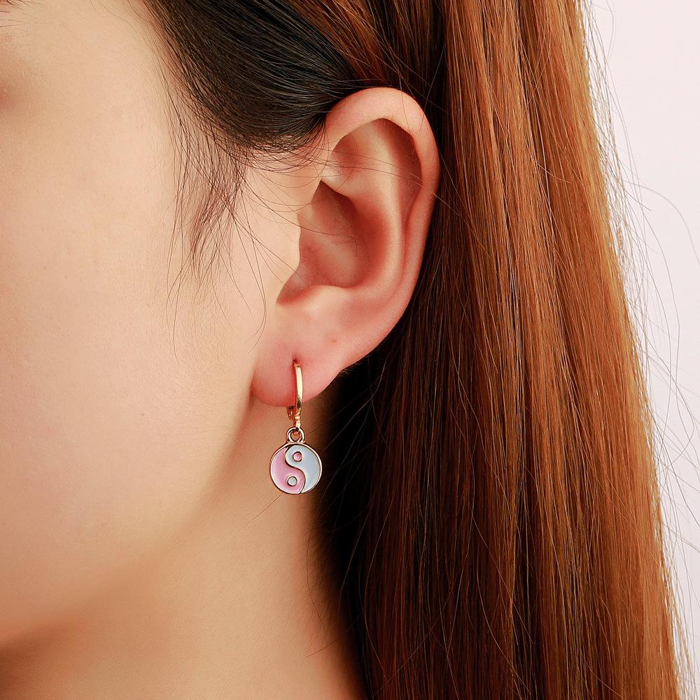 Gossip earrings ins same style metal yin and yang Tai Chi earrings round earrings earrings