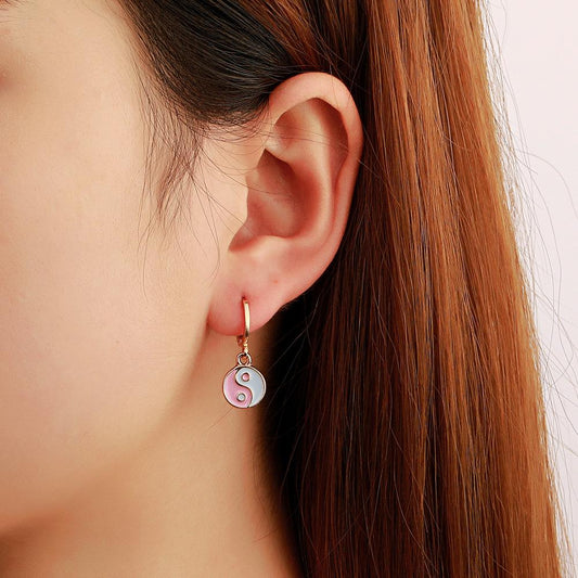 Gossip earrings ins same style metal yin and yang Tai Chi earrings round earrings earrings