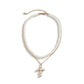 Jewelry Personality Metal Thin Chain Necklace Simple Double Layer Imitation Pearl Cross Necklace Female