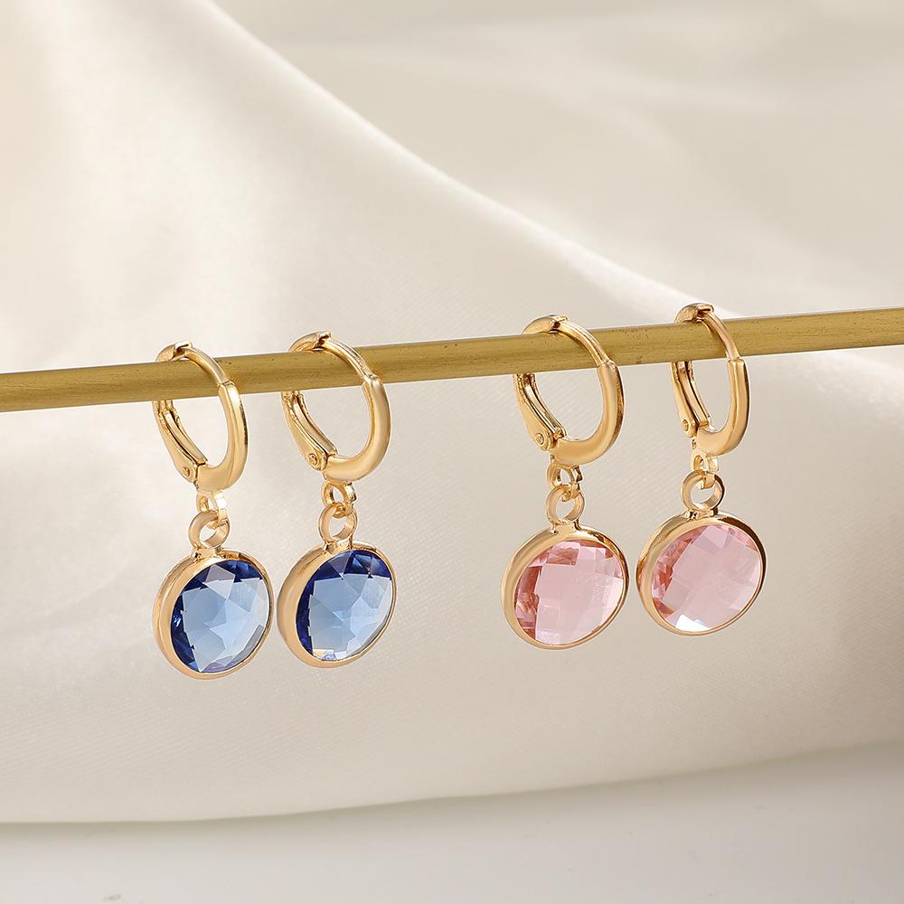 ins color transparent crystal earrings fashion light luxury French mini water drop earring temperament simple earrings