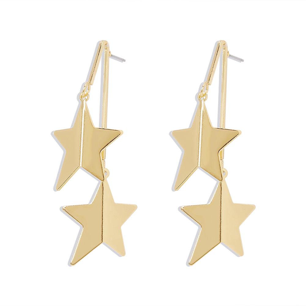 E9964 Personality five-pointed star earrings simple niche design fashion earrings retro temperament long earrings