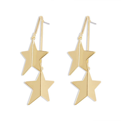 E9964 Personality five-pointed star earrings simple niche design fashion earrings retro temperament long earrings