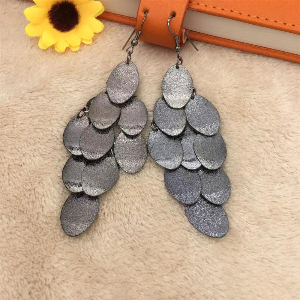 Long Frosted Drop Oval Earrings Earrings Metal Fashion Earrings