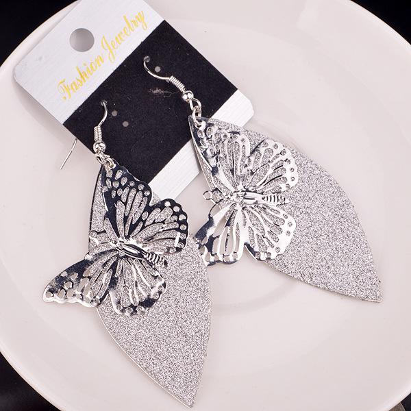 Retro actress with the same style hollow butterfly frosted earrings exaggerated brand earrings