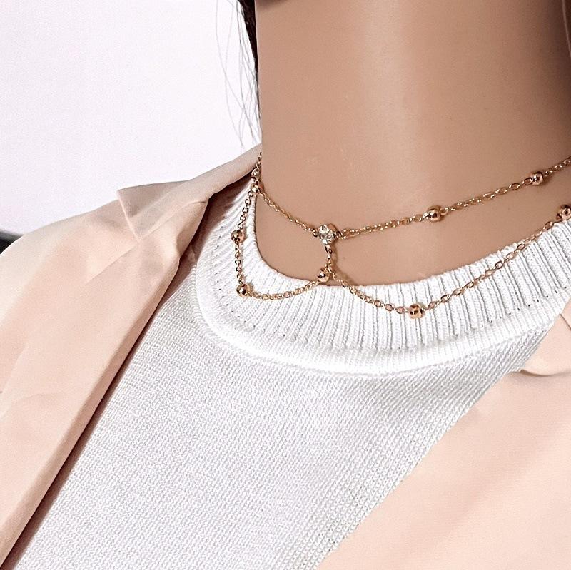 Jewelry Fashion Ball Rhinestone Necklace Female Simple Metal Chain Rhinestone Clavicle Necklace Jewelry