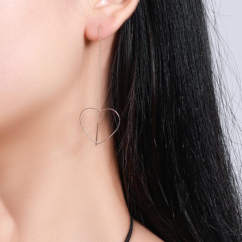 Creative Tassel Geometric Long Stud Earrings Female Fashion Simple Love Triangle Hexagonal Ear Wire