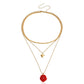 Jewelry Multilayer Love Rose Pendant Necklace Sweater Chain Fresh and Natural Niche Design Sense Necklace