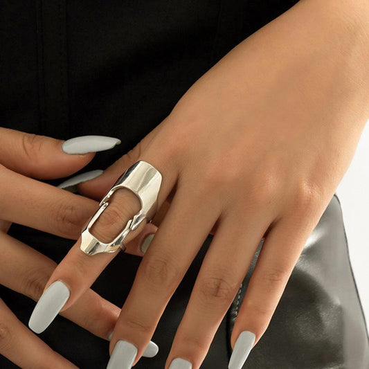 Jewelry Sweet Cool Alloy Bendable Joint Ring Female Hollow Out Geometry Retro Hip Hop Jewelry