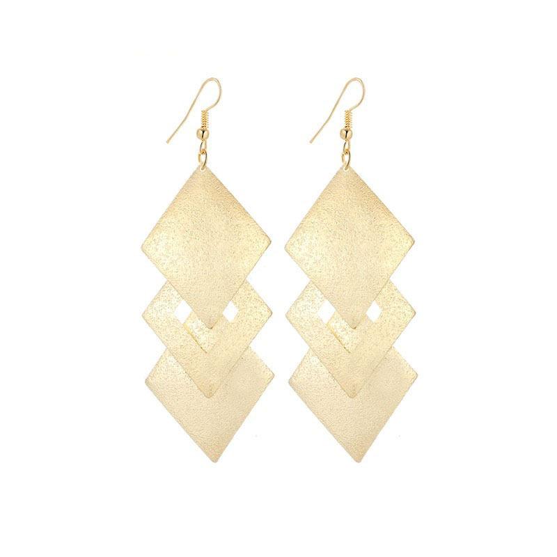 Multilayer Rhombus Metal Sheet Long Earrings Exaggerated Earrings Fashion Fashion Accessories Earrings