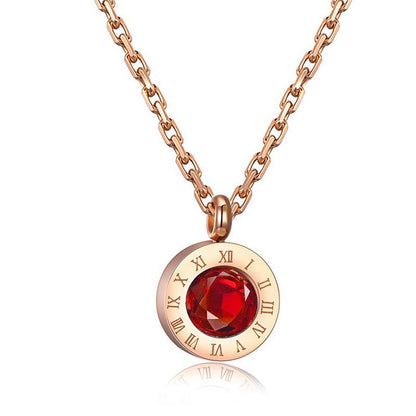 ins Roman numeral color diamond necklace fashion personality temperament net red clavicle chain simple jewelry female