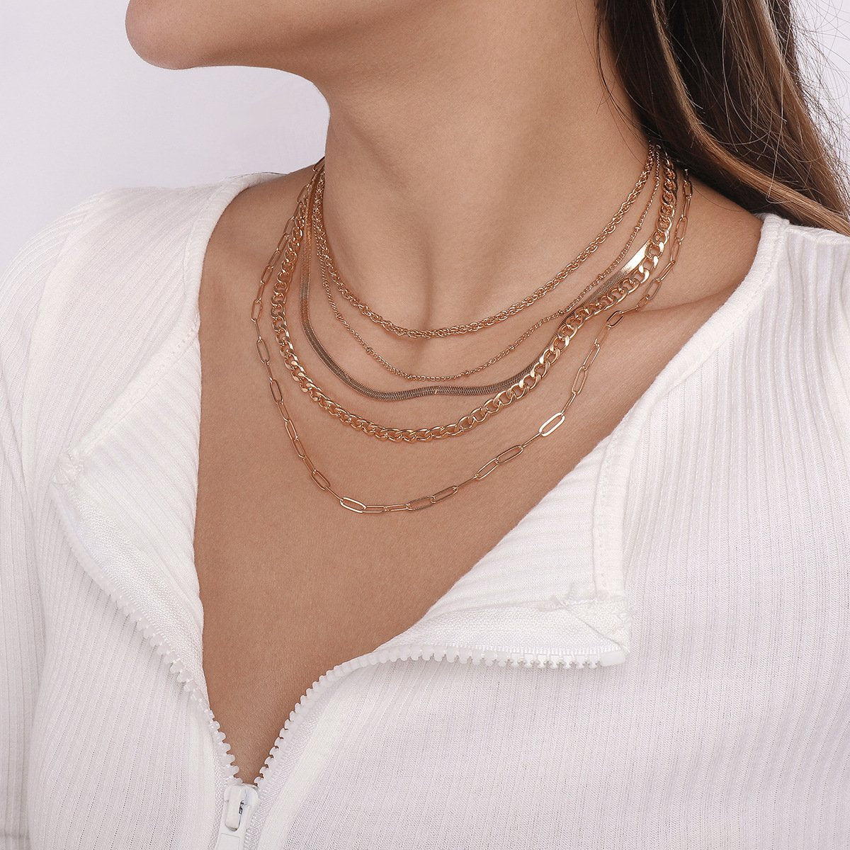 N1233 exaggerated multi-layered necklace hip-hop sweet cool personality niche collarbone necklace female