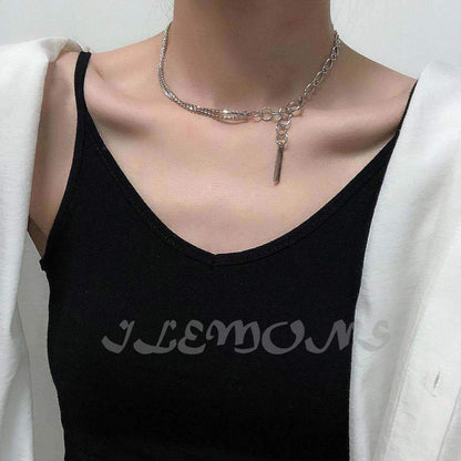 Designer tassel pendant jewelry flash diamond crystal collar necklace choker cold collarbone chain