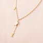 Fashionable titanium steel gold-plated fishbone pendant elegant white mother-of-pearl adjustable small fish collarbone necklace