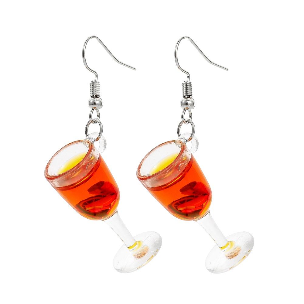 ETSY handmade creative earrings fun goblet wine glass resin earrings earrings earrings personality ear jewelry