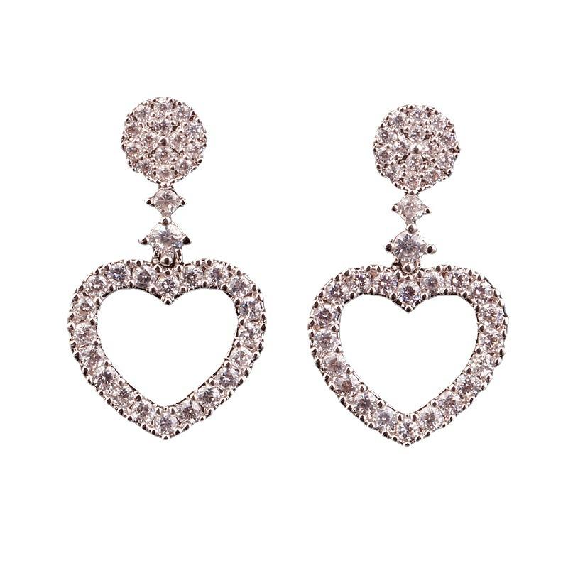 Jewelry Women's Sweet Simple Love Diamond Short 925 Silver Needle Pendant Earrings Stud Earrings