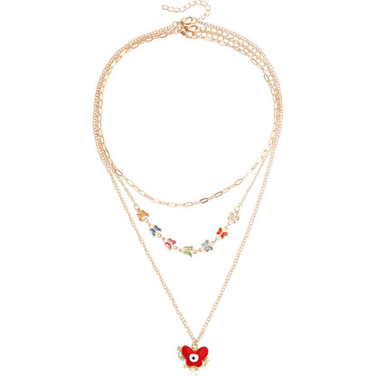 Jewelry Temperament Colorful Butterfly Devil's Eye Necklace Female Creative Eye Geometric Personality Necklace