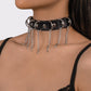 1526 Personality Chain Tassel Choker Sexy Punk Night Exaggerated Necklace Gothic Leather Collar