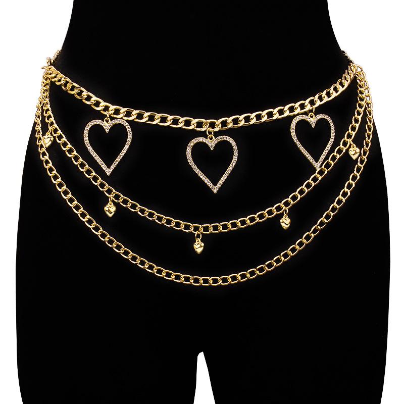 Accessories Fashion Trendy Waist Chain Women's All-Match Diamond Heart Waist Accessories