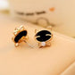 Fashion Cute Black Smiley Cat Rhinestone Earrings Metal Drip Cat Earrings Female Student Jewelry