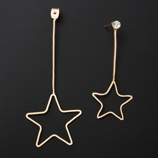 Ins hollow out five-pointed star earrings fashion temperament personality design asymmetrical earrings earrings net red earrings