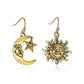 Retro sun and moon earrings asymmetric face earrings women's ethnic make-up earrings