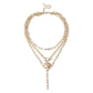 Jewelry Retro Peach Heart Opening OT Buckle Necklace Geometric Creative Y-shaped Tassel Chain Necklace Female