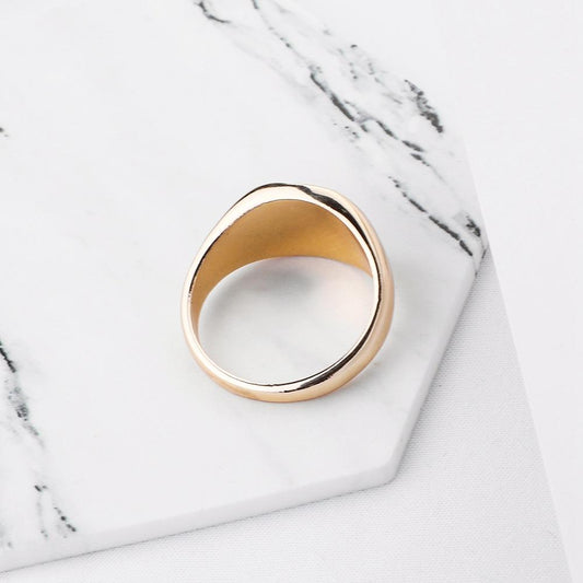 Jewelry Fashion Simple Round Oil Drip Ring Personality Men's Trend Hip Hop Ring