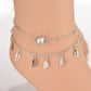 Foot decoration summer cool beach style double-chain tassel small leaf foot decoration double-layer anklet