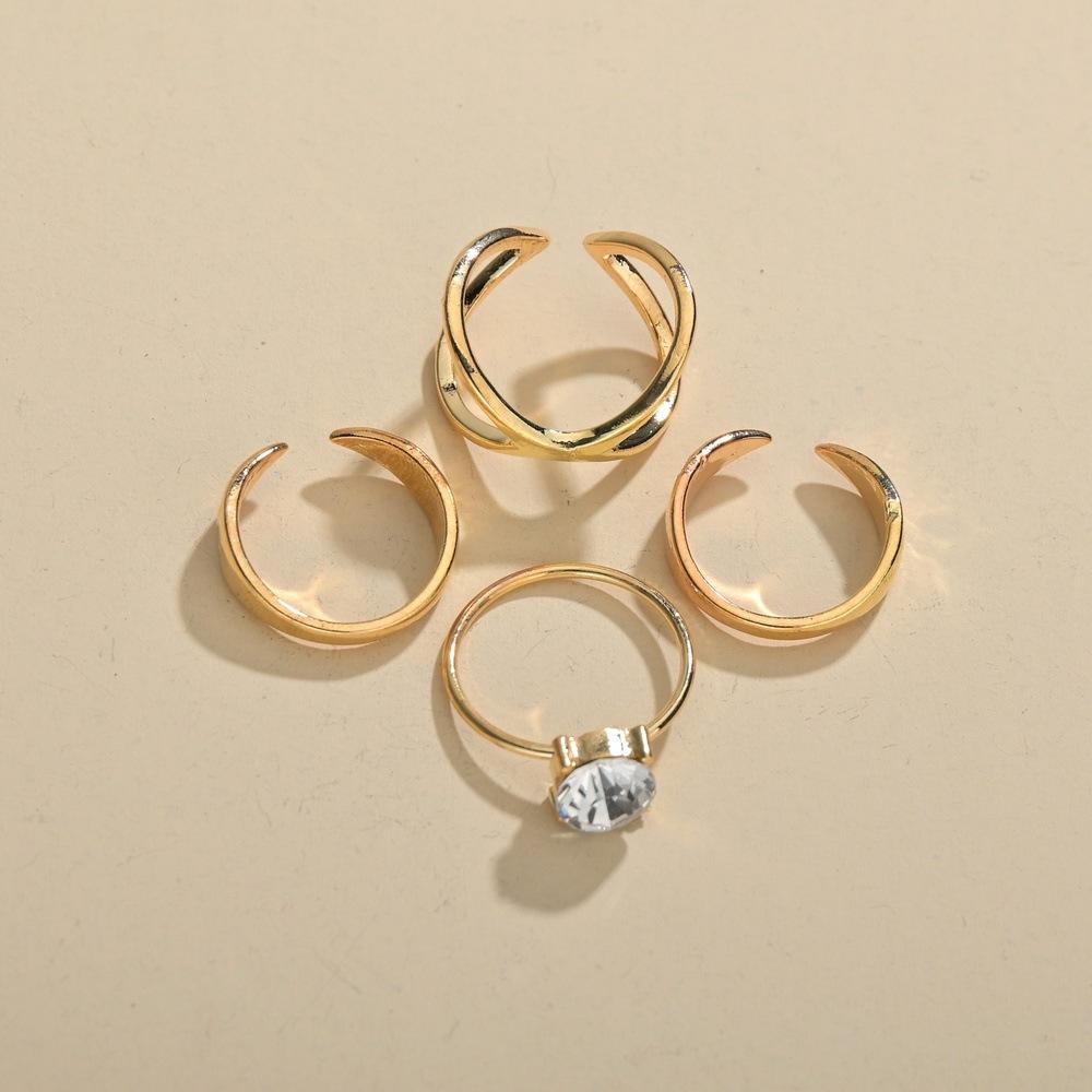 Accessories retro fashion rhinestone multi-circle multi-piece set ring female finger ring tail ring joint jewelry