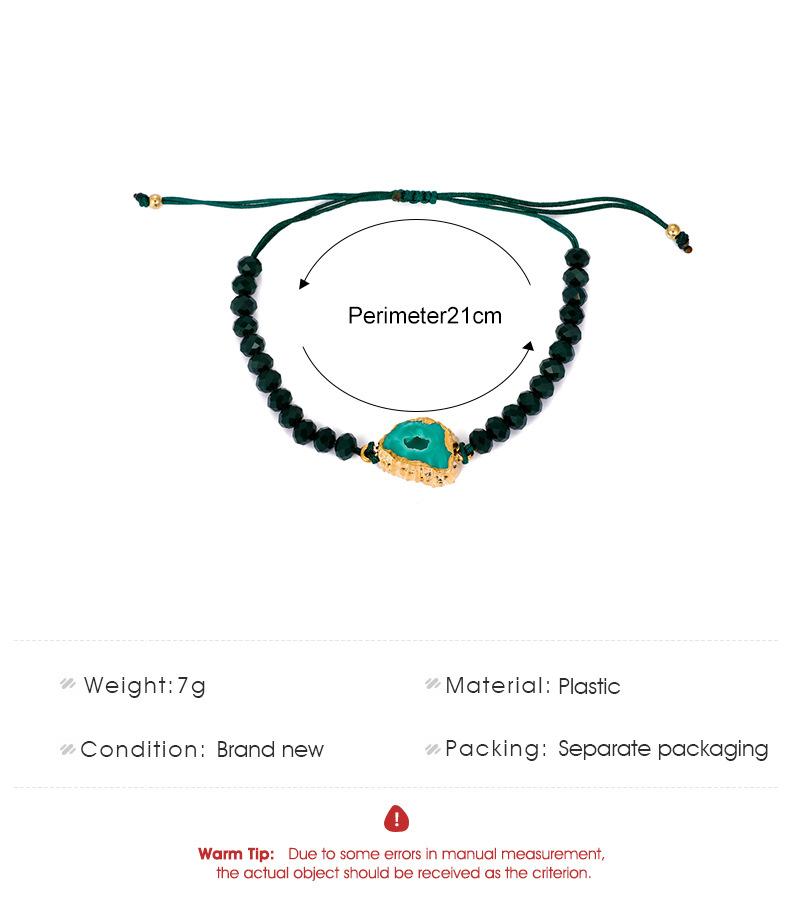 ins acrylic irregular dark green beaded bracelet creative design sense resin ore woven bracelet fashion