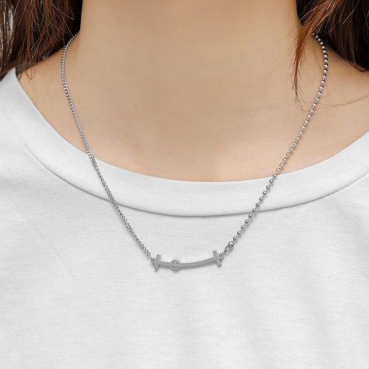 Cold and simple word smiley expression titanium steel pendant stainless steel choker clavicle chain necklace