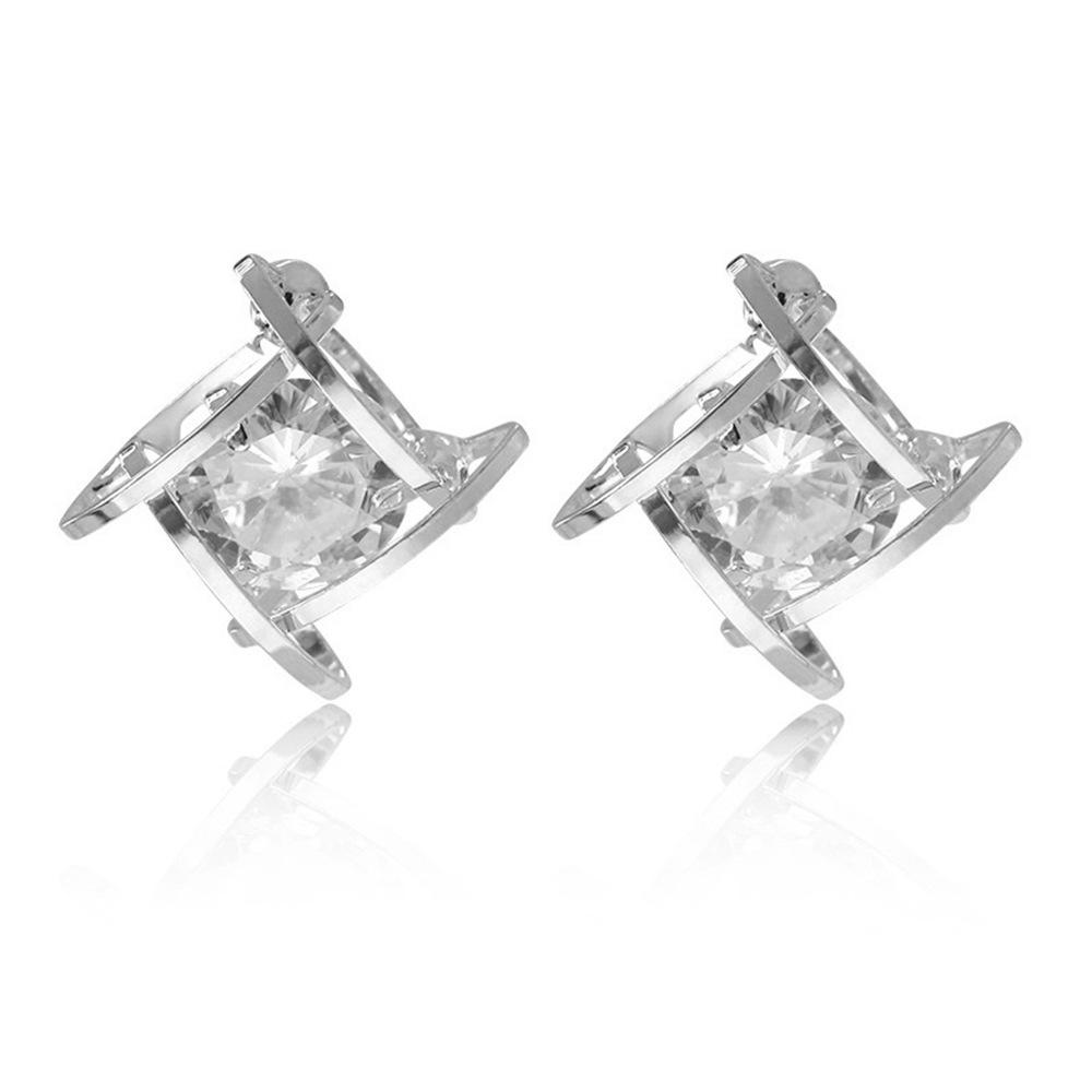 Zircon Geometric Stud Earrings Simple Minority Square Earrings Fashion Versatile Earrings Women