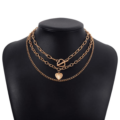 N162 Jewelry exaggerated multi-layer chain punk necklace niche indifferent love necklace