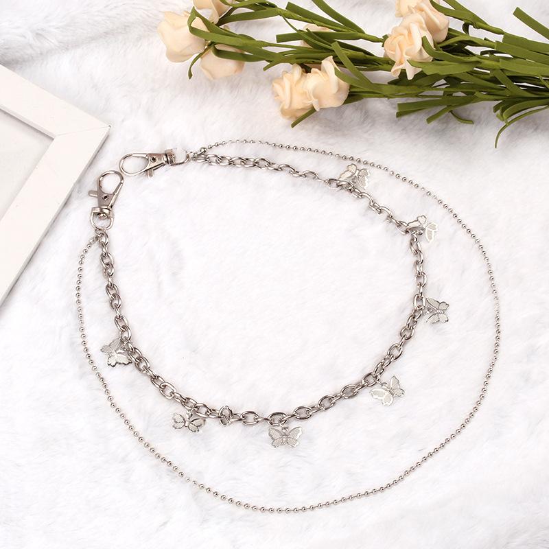Butterfly waist chain fashion simple decoration dress with jk skirt pants chain