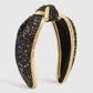 F517 Jewelry Exaggerated Geometric Knotted Golden Wrapped Headband Light Luxury Sequins Retro Headband Female