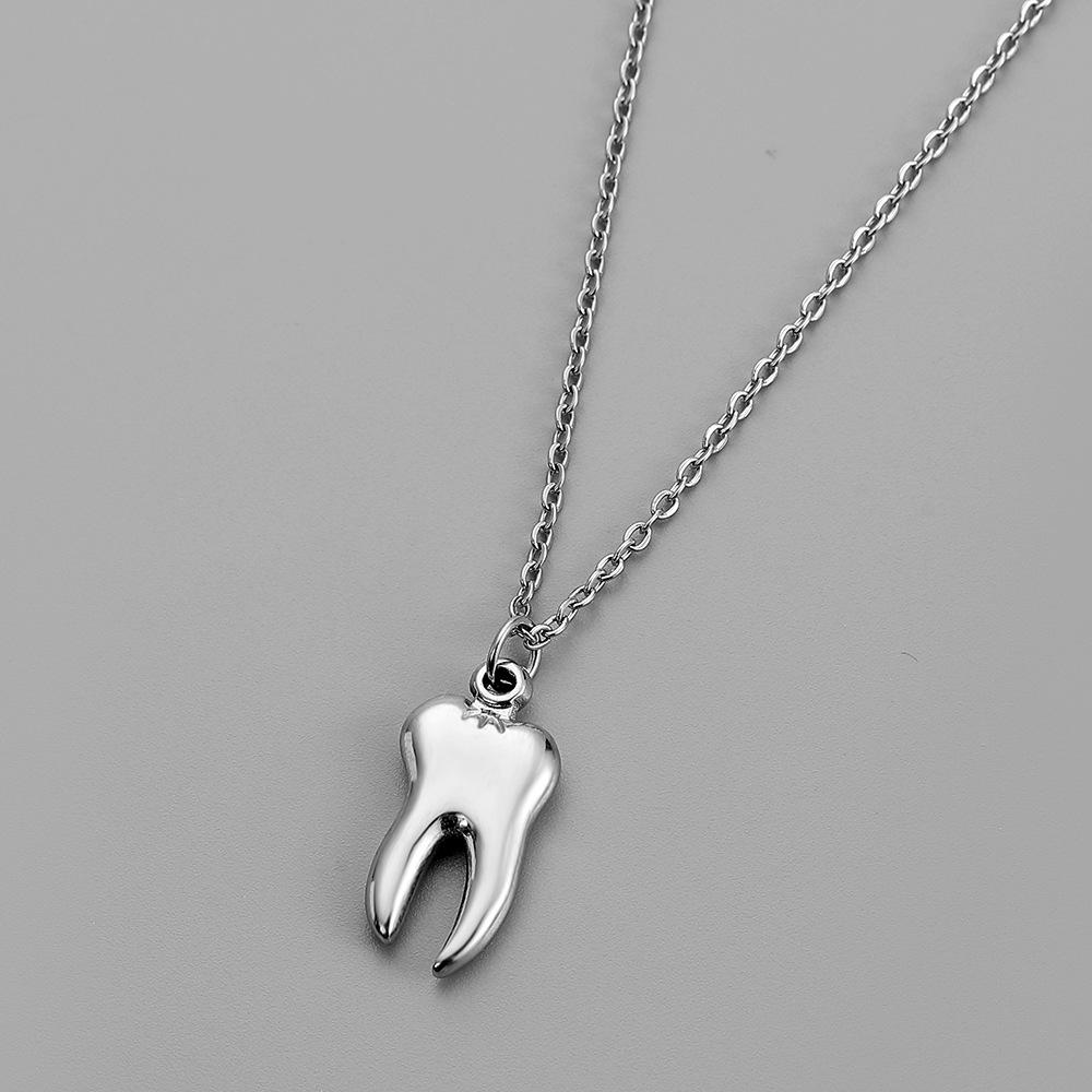 Fashion Personality Simple Niche Design Men's Stainless Steel Teeth Pendant Titanium Steel Necklace Necklace