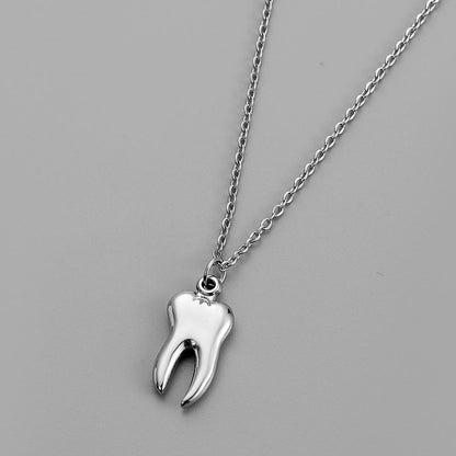 Fashion Personality Simple Niche Design Men's Stainless Steel Teeth Pendant Titanium Steel Necklace Necklace