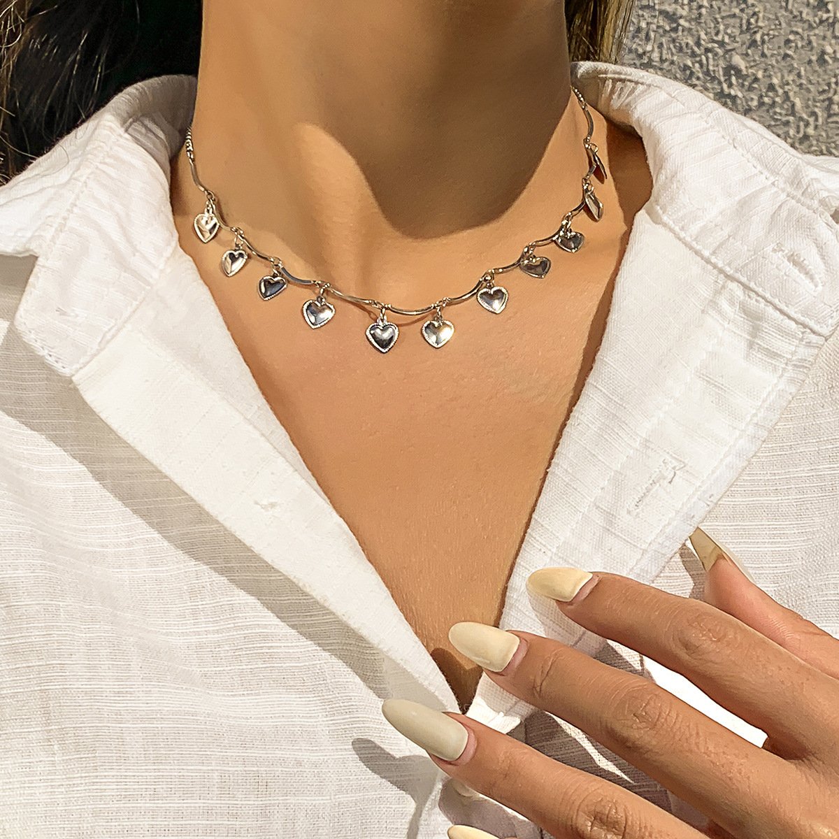 Jewelry Baroque Niche Pearl Love Pendant Necklace Retro Creative Planet Chain Necklace