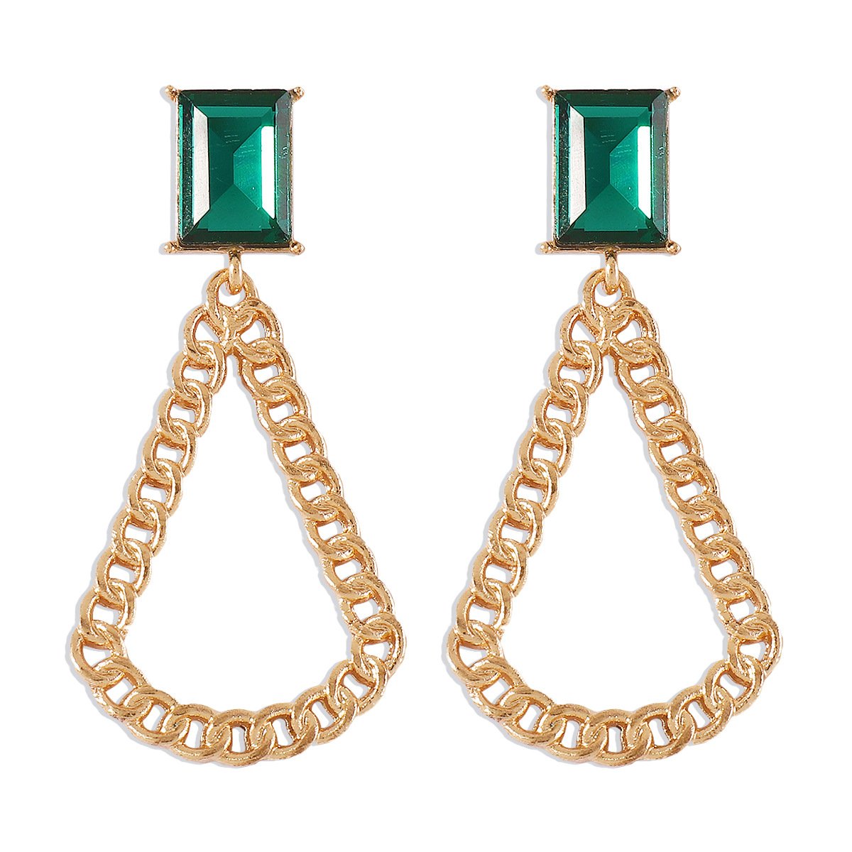 E1836 Jewelry Water Drop Chain Hollow Simple Earrings Temperament Retro Small Square Diamond Stud Earrings