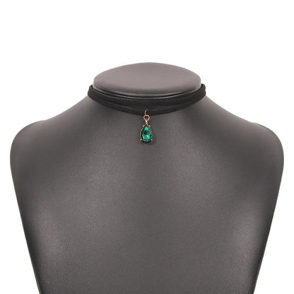 N9135 Harajuku Net Red Necklace Glass Diamond Temperament Double Clavicle Chain Retro Short Personality Necklace