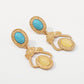 E1164 Medieval Literature and Art Elegant Vintage Earrings Personality Geometric Resin Turquoise Creative Earrings