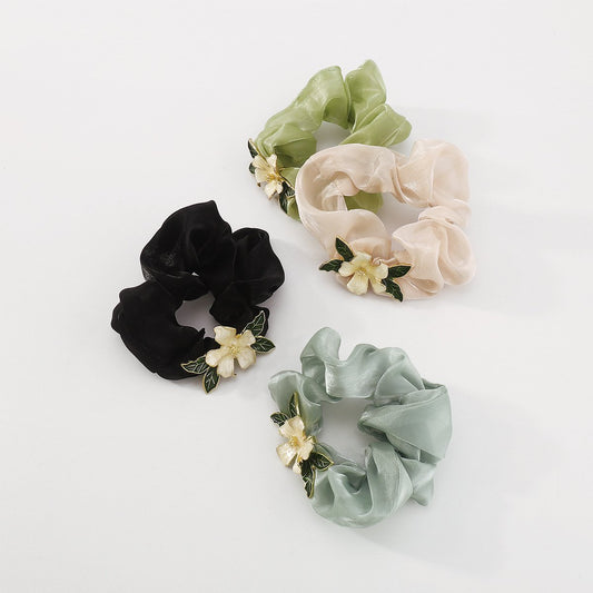 F4277 spring and summer series fashion ponytail hair ring gentle temperament dripping oil gardenia large intestine high elastic hair rope female