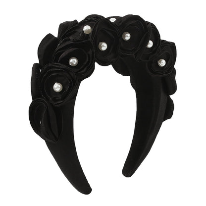 F4168 Personalized dinner dance headband imitation pearl fabric three-dimensional flower headband exaggerated fashion hair accessories