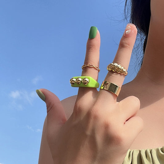 Jewelry Sweet Cool Hot Girl Butterfly Hollow Set Ring Personality Metal Geometric Thread Jewelry