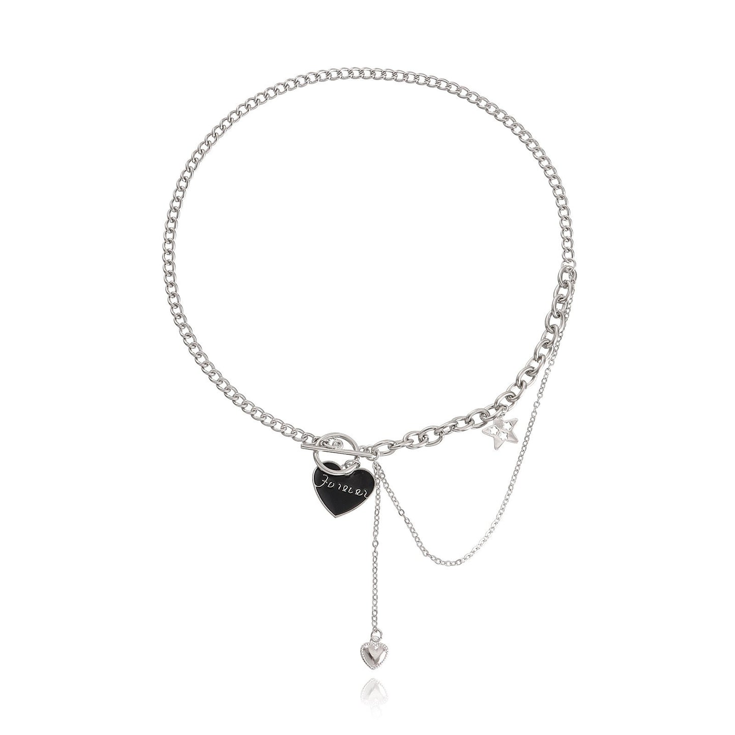 Valentine's Day black love letter pendant necklace female does not fade ins cold sweater niche collarbone chain