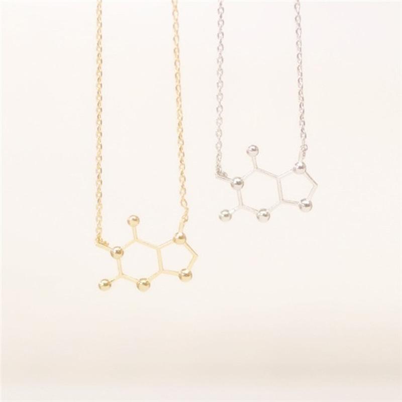 Simple personalized chemical molecule dopamine caffeine necklace dna chain trinkets