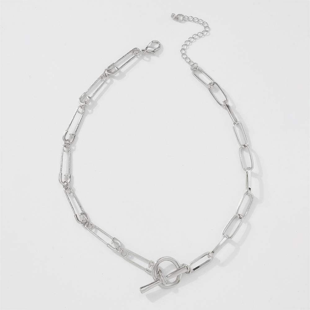 N8985 Personality OT Buckle Necklace Metal Texture Simple Single-layer Necklace Geometric Small Street Style Necklace Women