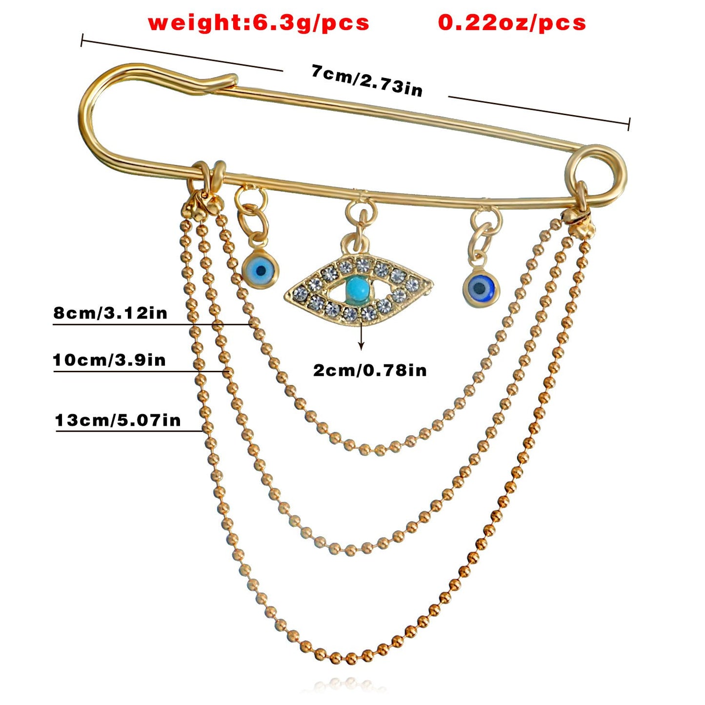 Jewelry Retro Diamond Eye Devil's Eye Tassel Small Fragrance Brooch Clothing Female Pin Accessories