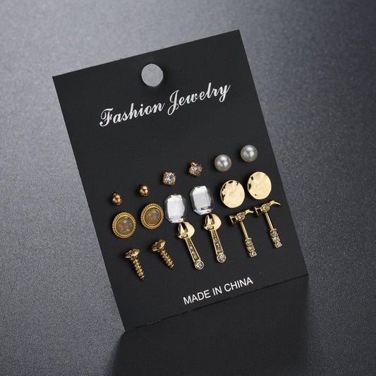 Popular Metal Screw Stud Earrings Set Decoration